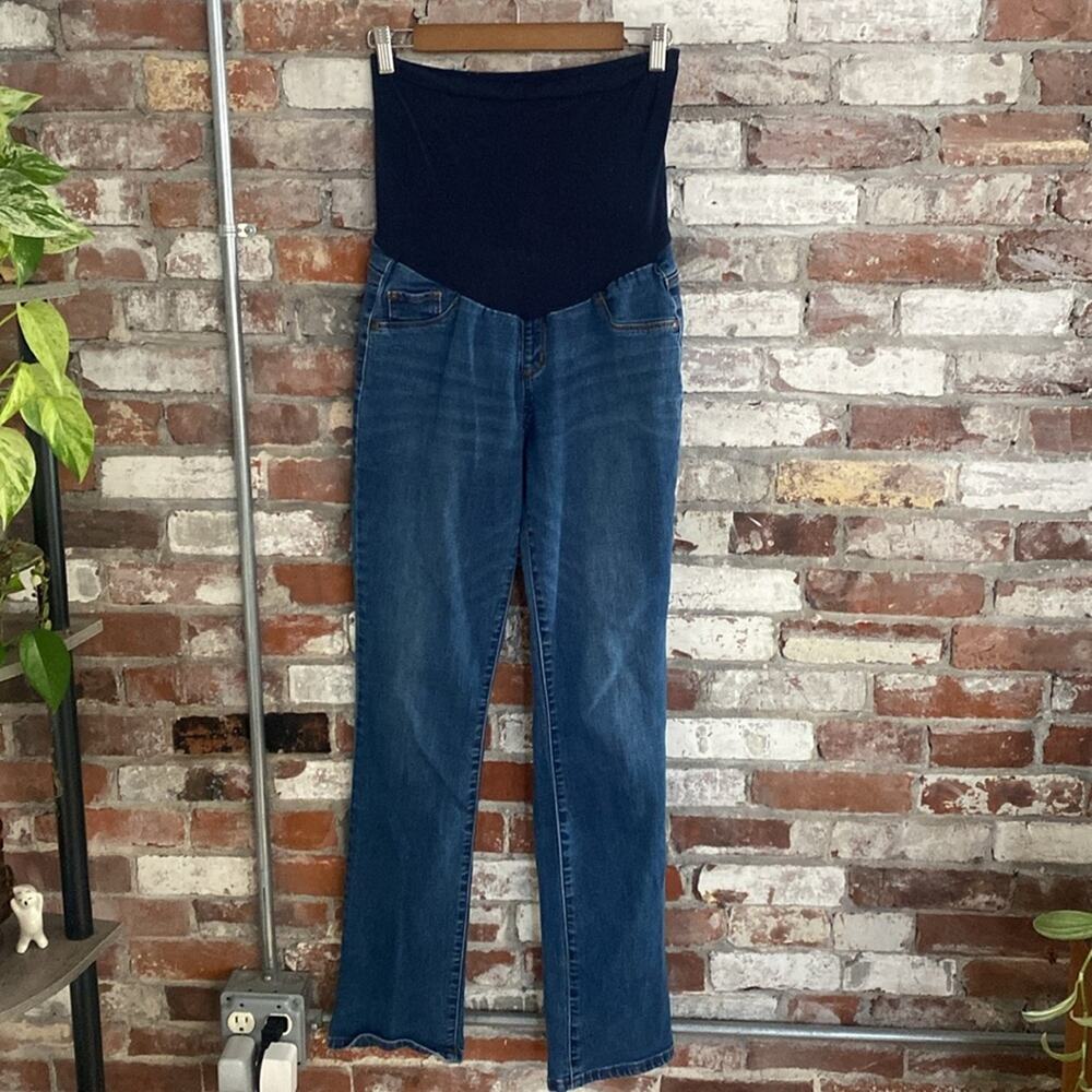 Indigo Blue Straight Leg Maternity Jeans Size L